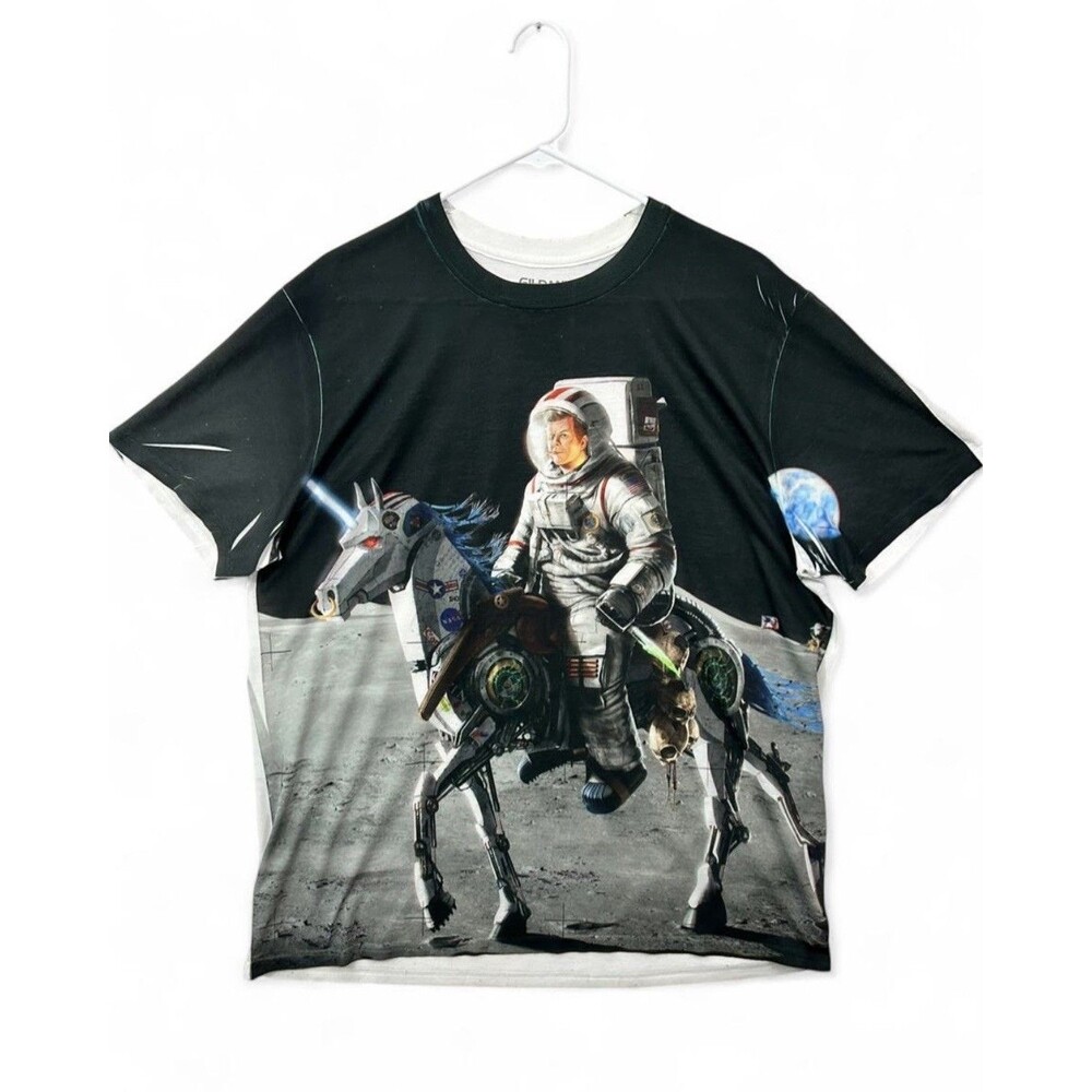 JFK Alien Hunter Shirt Men's XL John F Kennedy Robot Unicorn Moon Space NASA